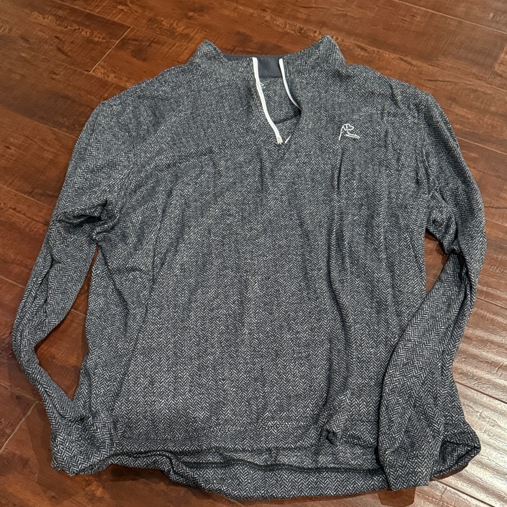 Rhoback Men's Charcoal Herringbone Quarter-Zip Pullover